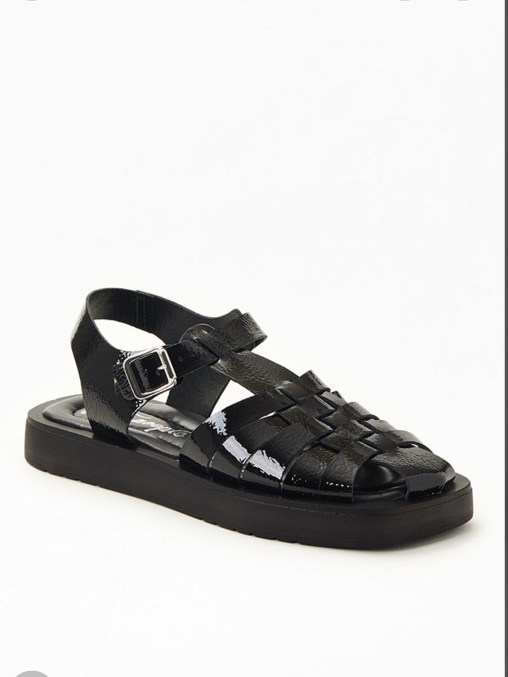 Free People Finn Platform Fisherman Sandal Black Patent Leather Size 41 US 10 - Picture 2 of 14